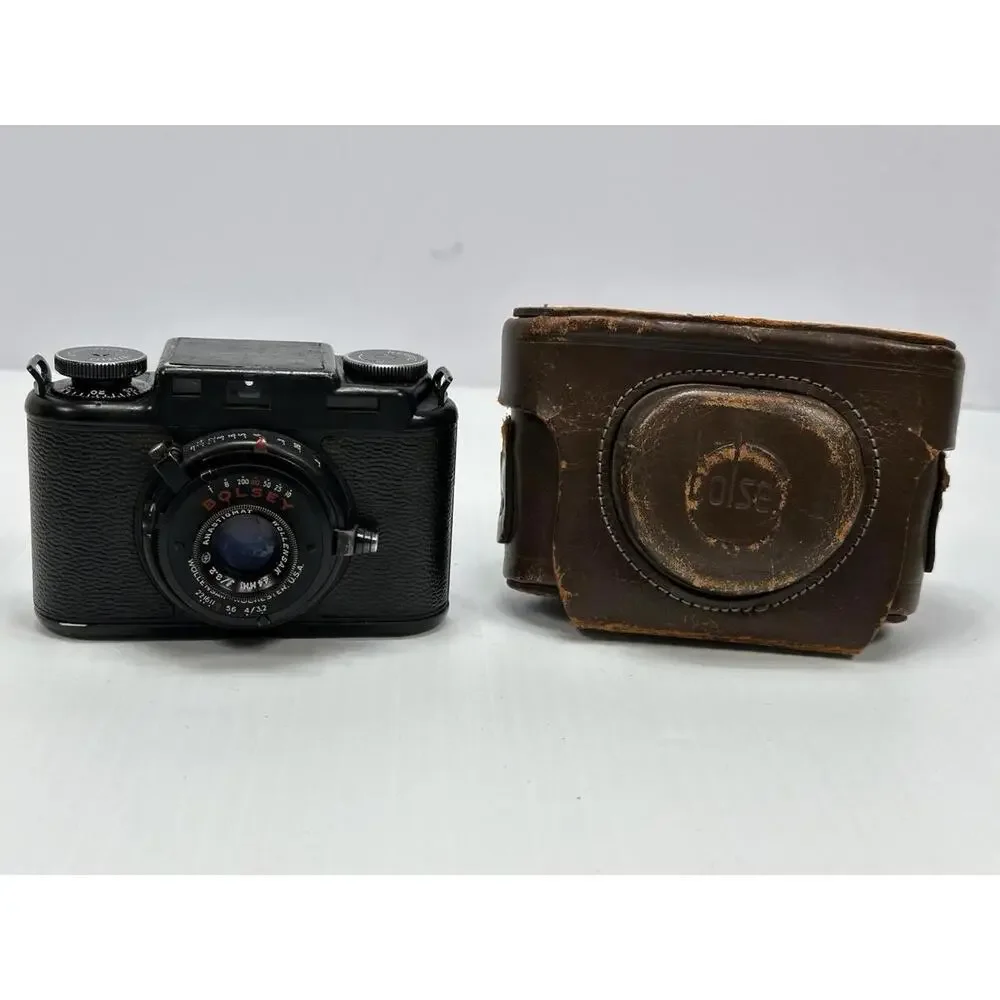 VTG Bolsey Camera Case PH-371-A US Army 95901 Leather Pained Black Over‎ Green
